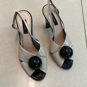 Taupe and black Marc Jacobs sandals